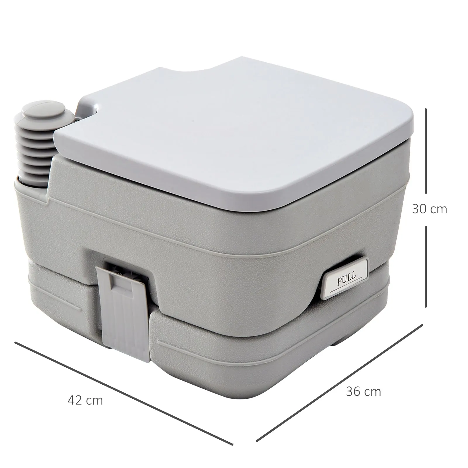 10L Portable Travel Toilet Outdoor Camping Picnic with 2 Detachable Tanks & Push-button Operation, Grey