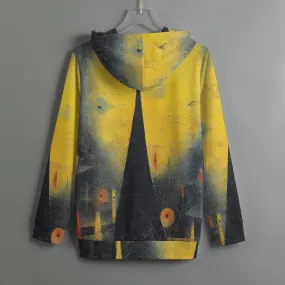 160 All-Over Print Women's Pullover Hoodie With Drawstring yellow abstract, print