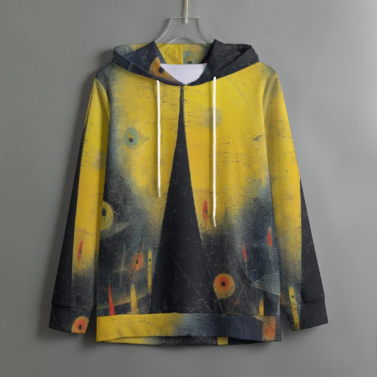 160 All-Over Print Women's Pullover Hoodie With Drawstring yellow abstract, print