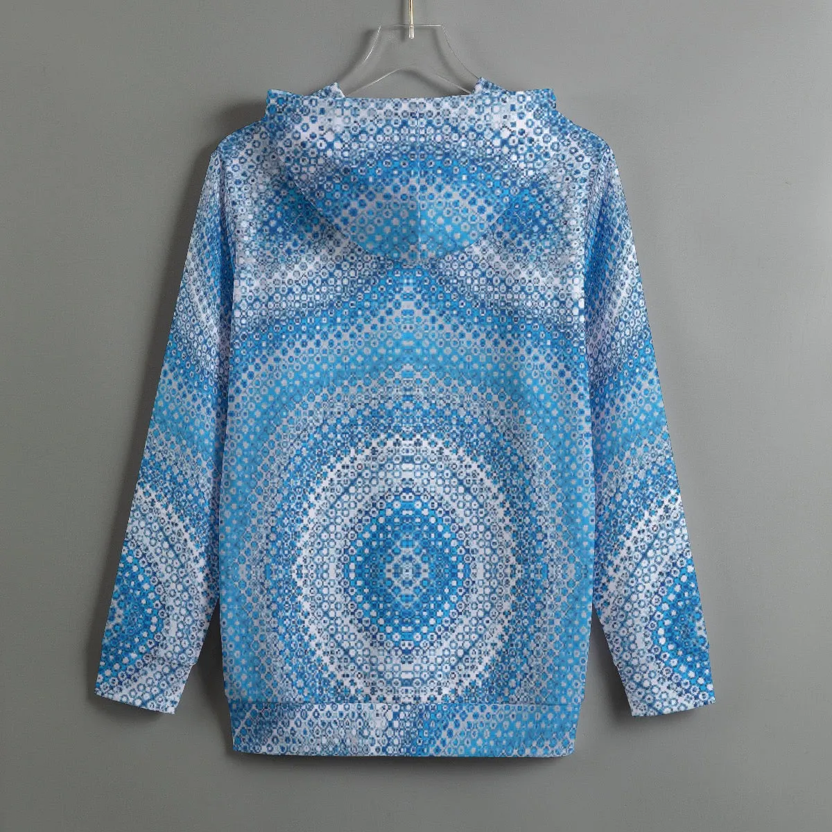 167. All-Over Print Women's Pullover Hoodie With Drawstring blue pattern  print