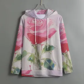 183. All-Over Print Women's Pullover Hoodie With Drawstring Rose print