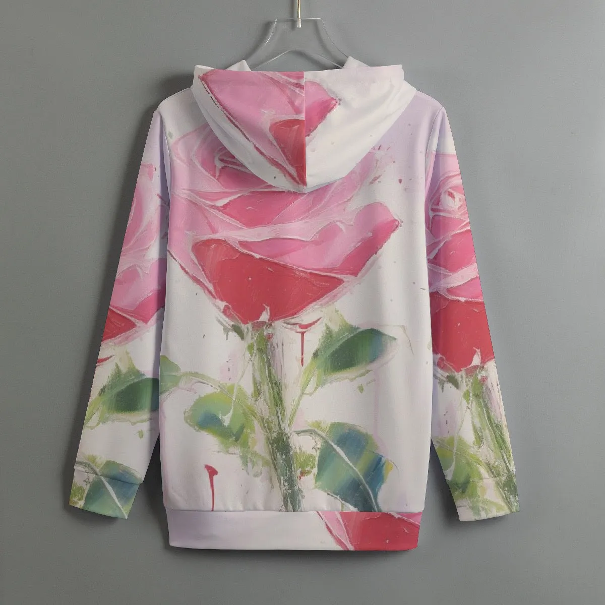 183. All-Over Print Women's Pullover Hoodie With Drawstring Rose print