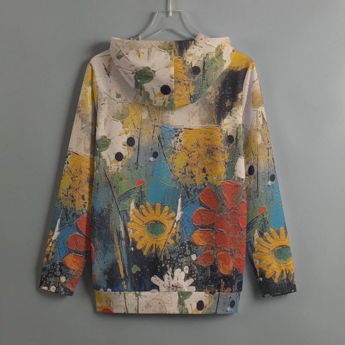 184. . All-Over Print Women's Pullover Hoodie With Drawstring flower print