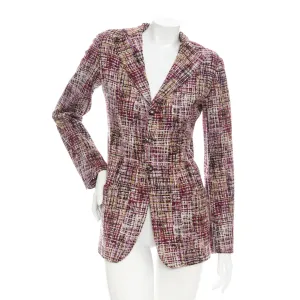 1998 Purple Multicolored Cotton-Blend Tweed Blazer