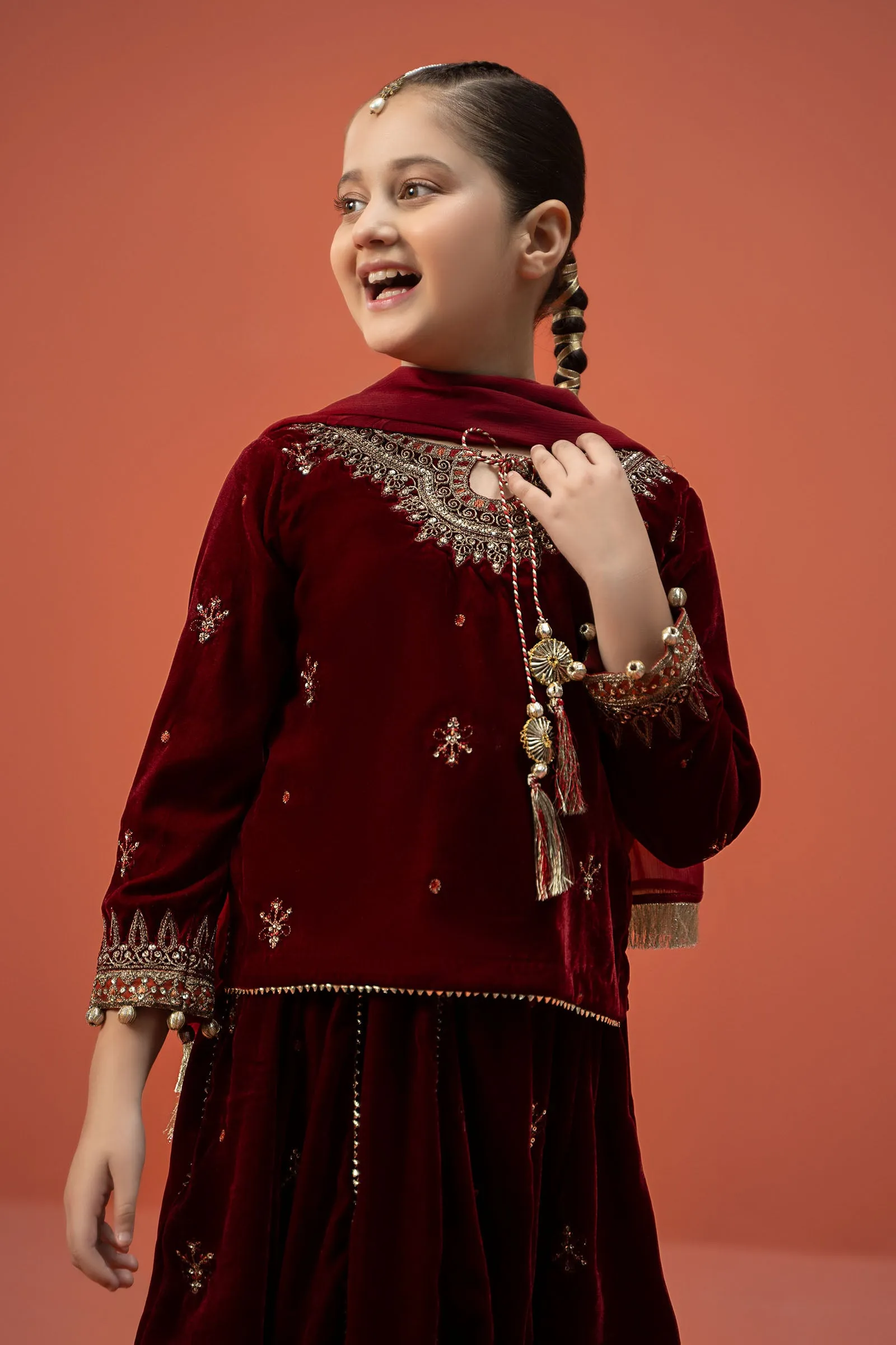 3 Piece Embroidered Velvet Suit | MKS-W24-14