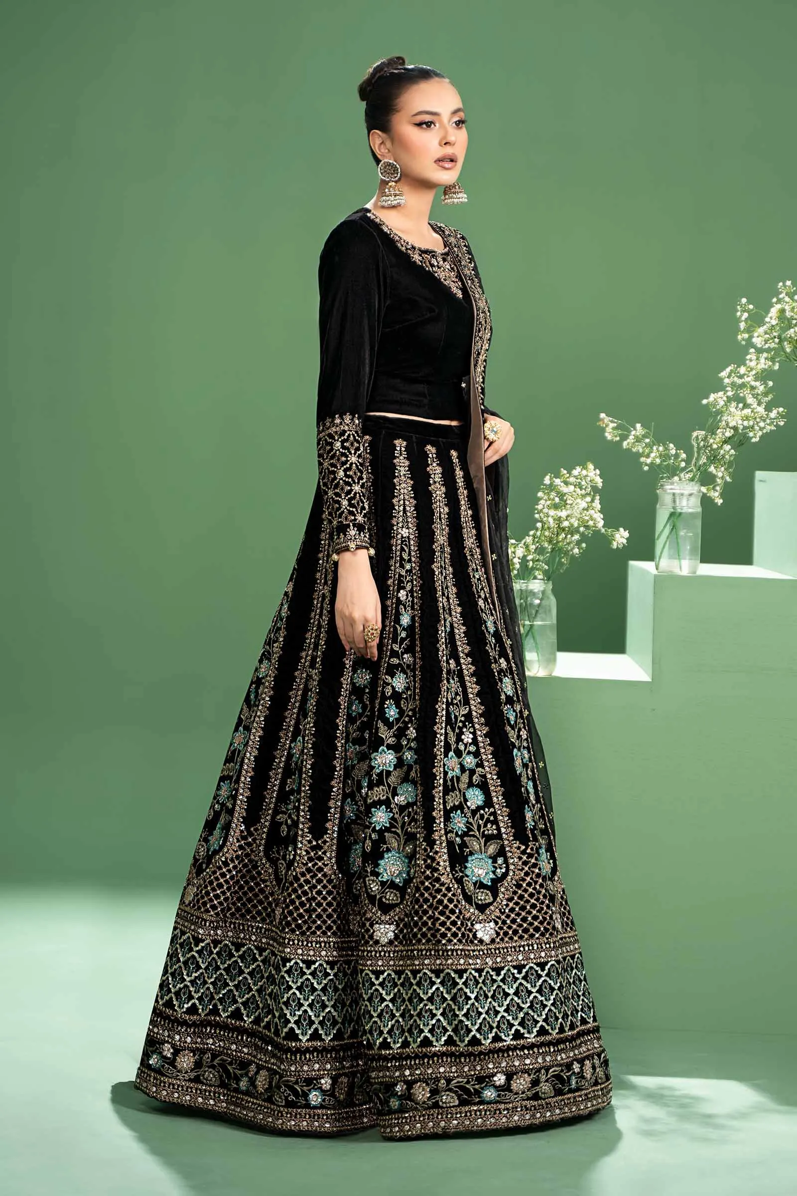 3 Piece Embroidered Velvet Suit | SF-W24-17