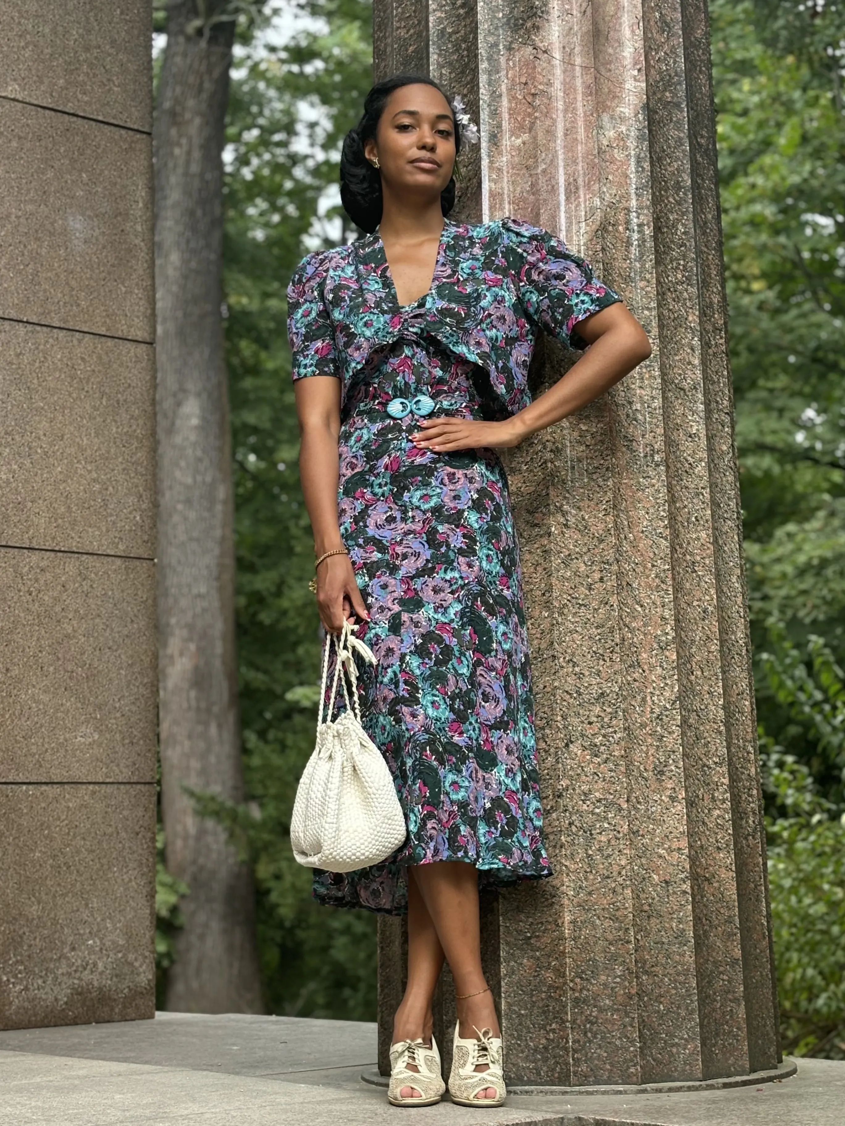 30s Alice Bias Cut Midi Dress and Bolero - Bloomsbury