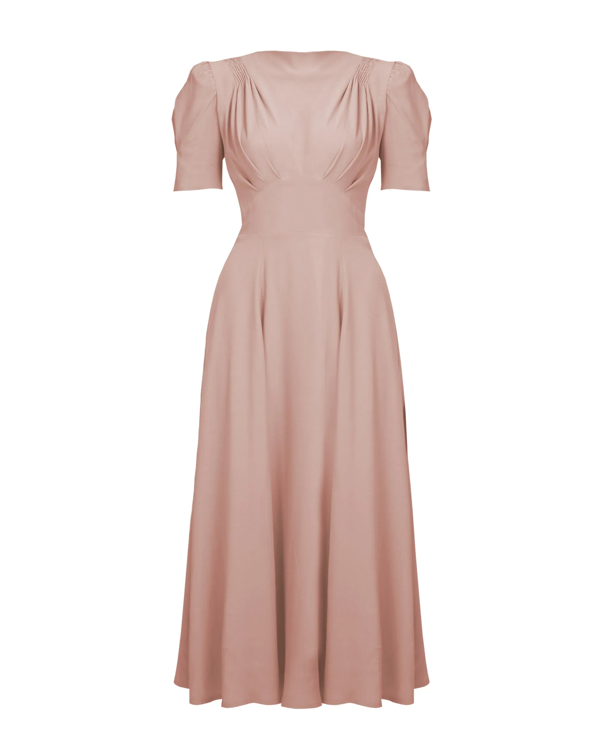 40s 'Girl Friday' Midi Dress - Blush