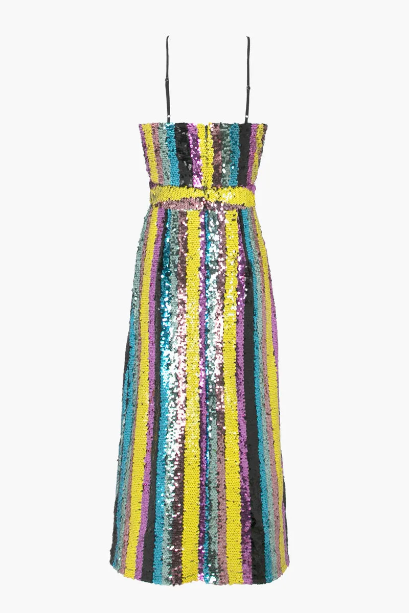 Adelyn Rae Solana Midi Sequin Dress in Multi Bright