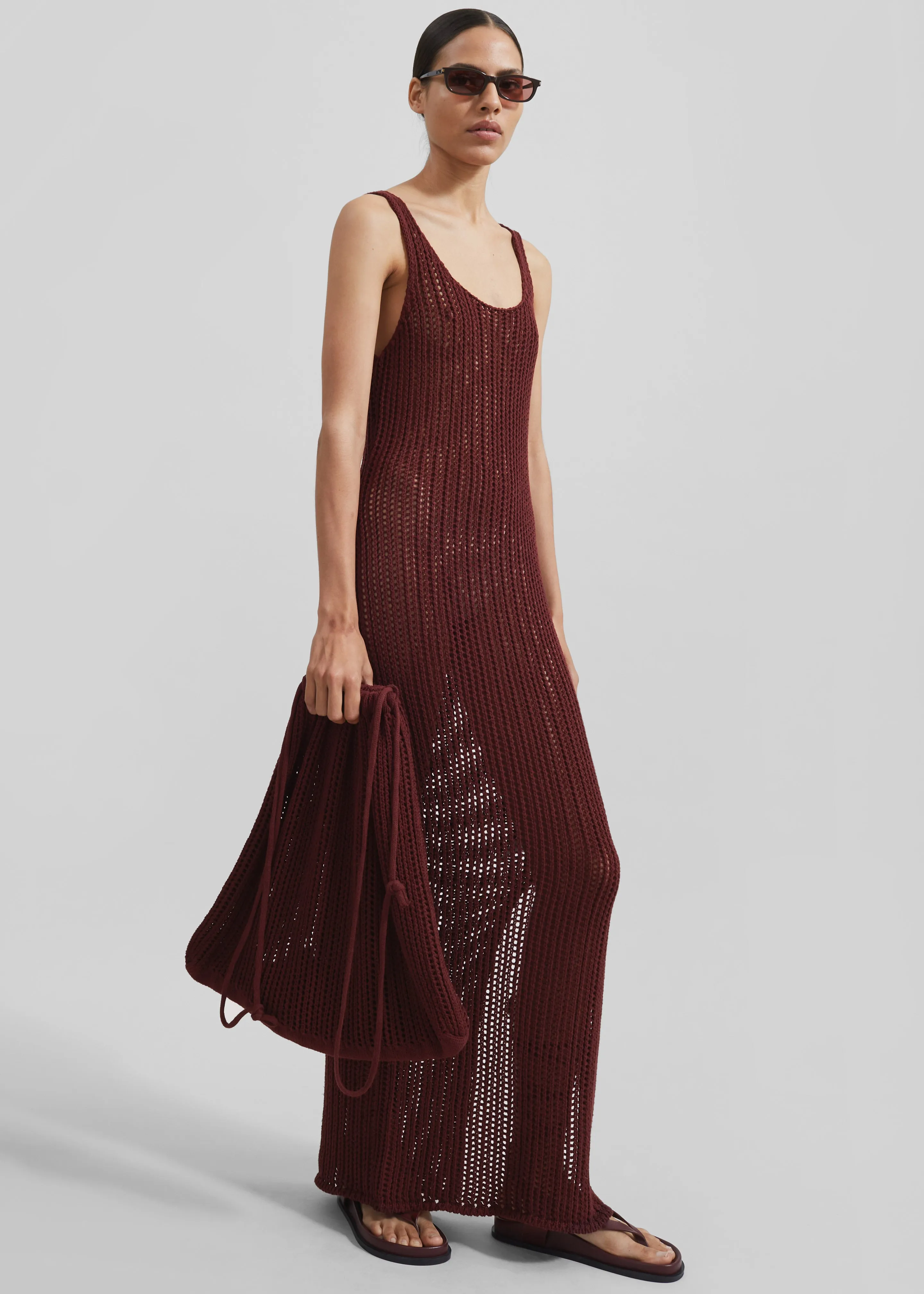 Adrienna Crochet Maxi Dress - Burgundy