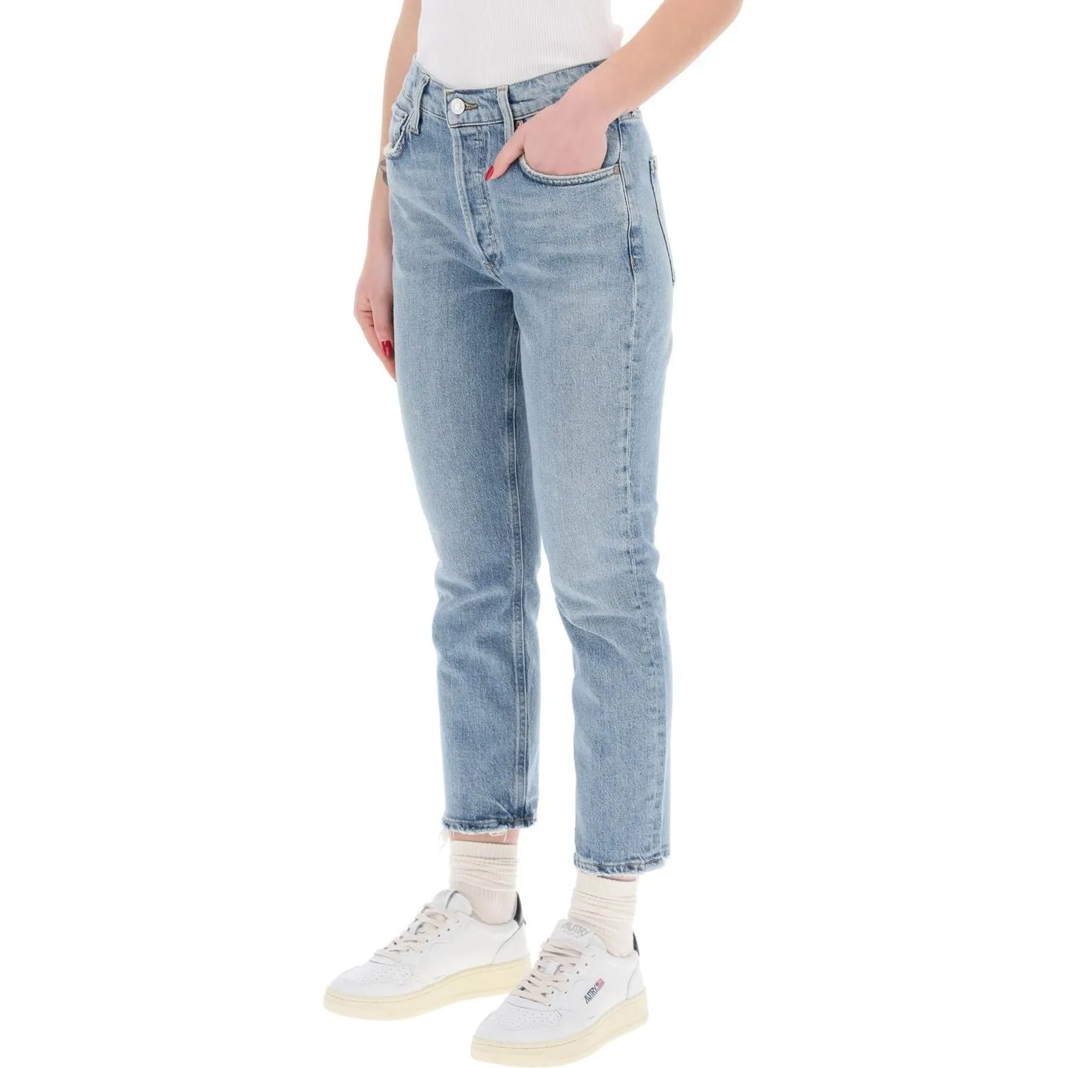 Agolde high-waisted straight cropped jeans in the