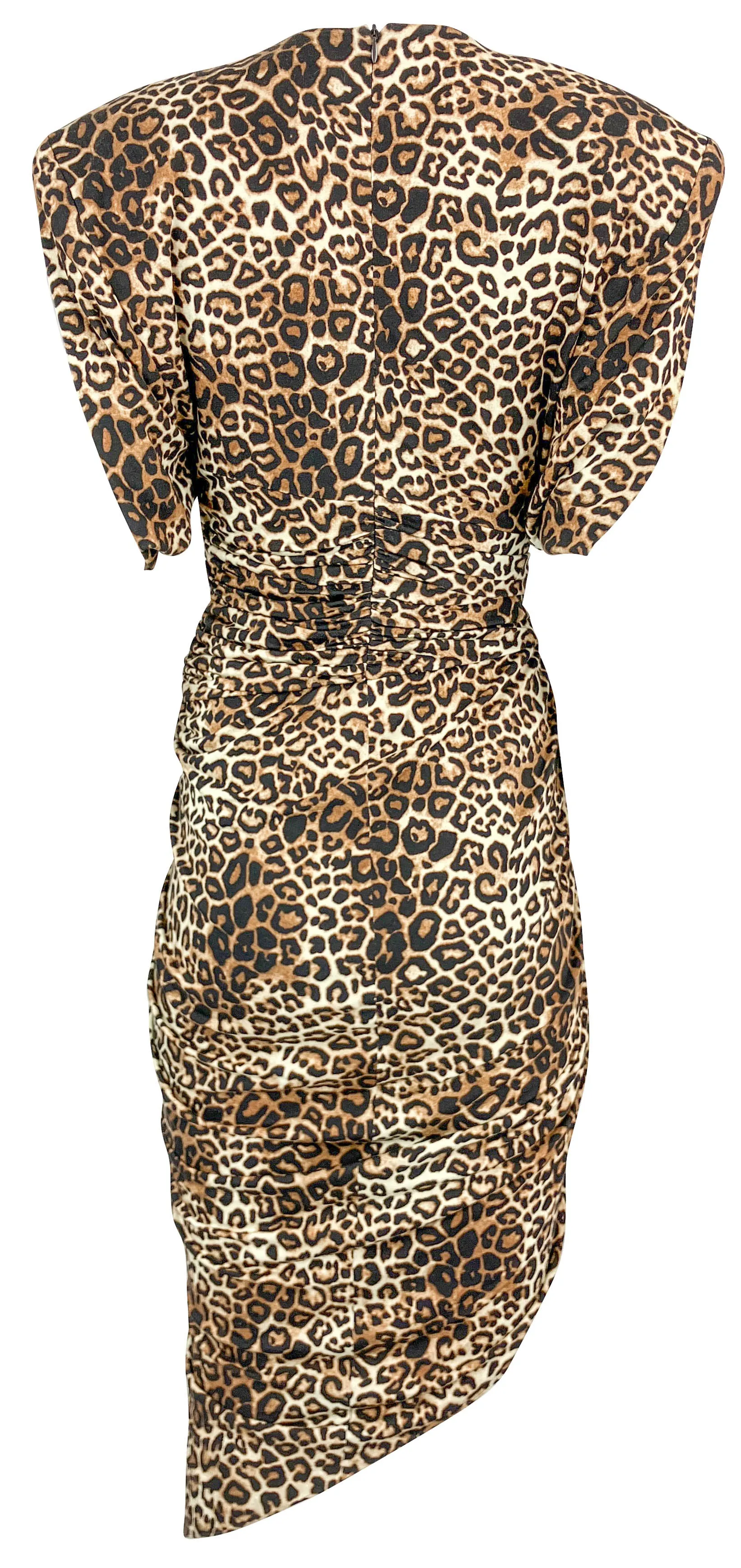 Alexandre Vauthier Leopard Print Jersey Dress in Brown