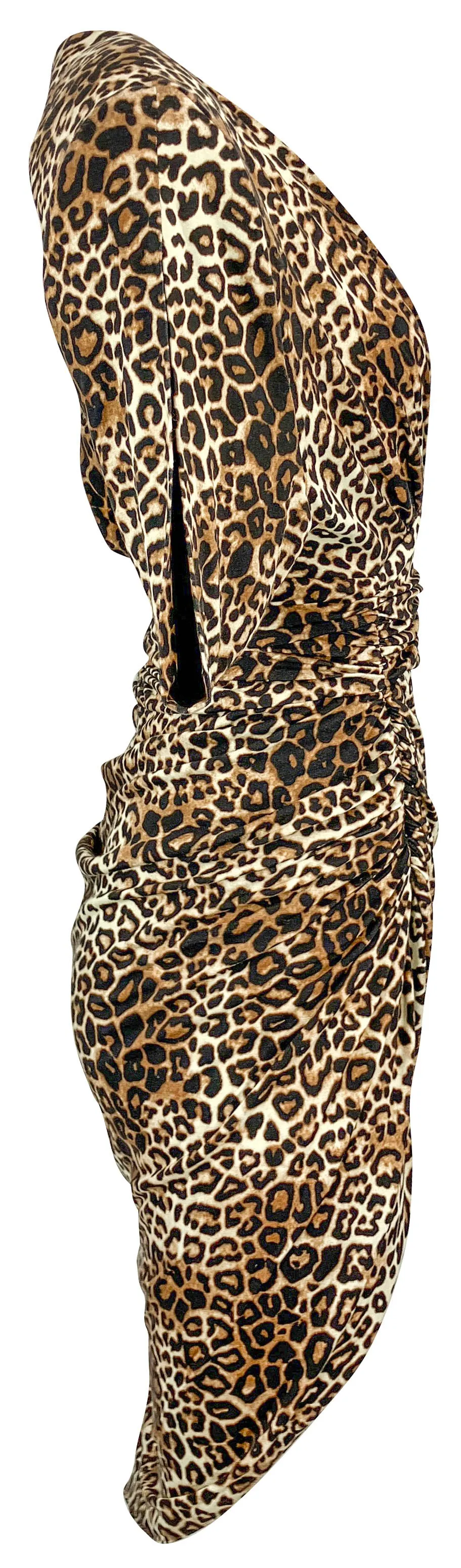 Alexandre Vauthier Leopard Print Jersey Dress in Brown