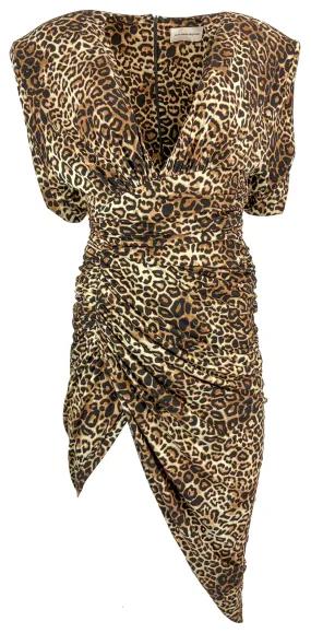 Alexandre Vauthier Leopard Print Jersey Dress in Brown