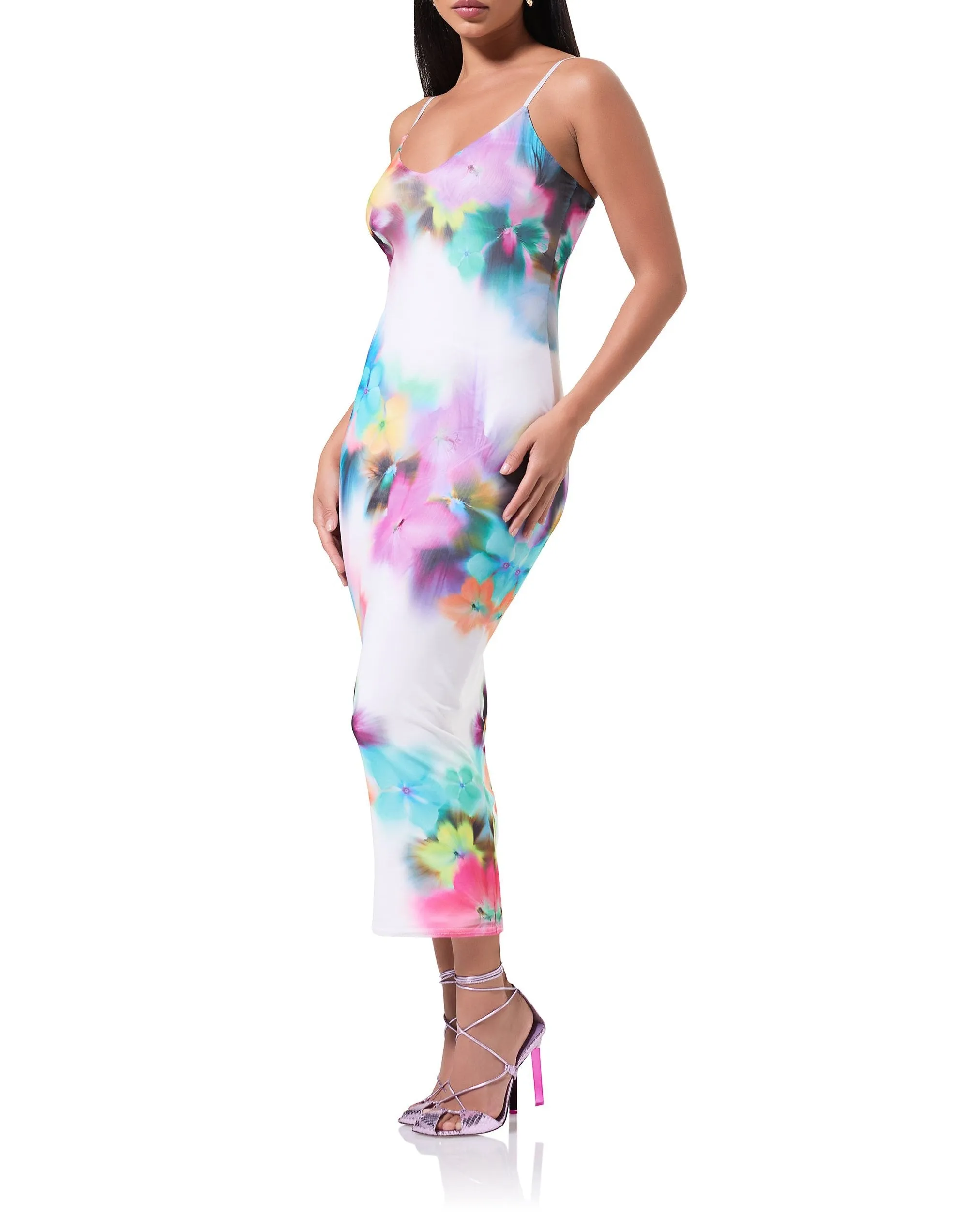 Amina Mesh Dress - Blur Pansy