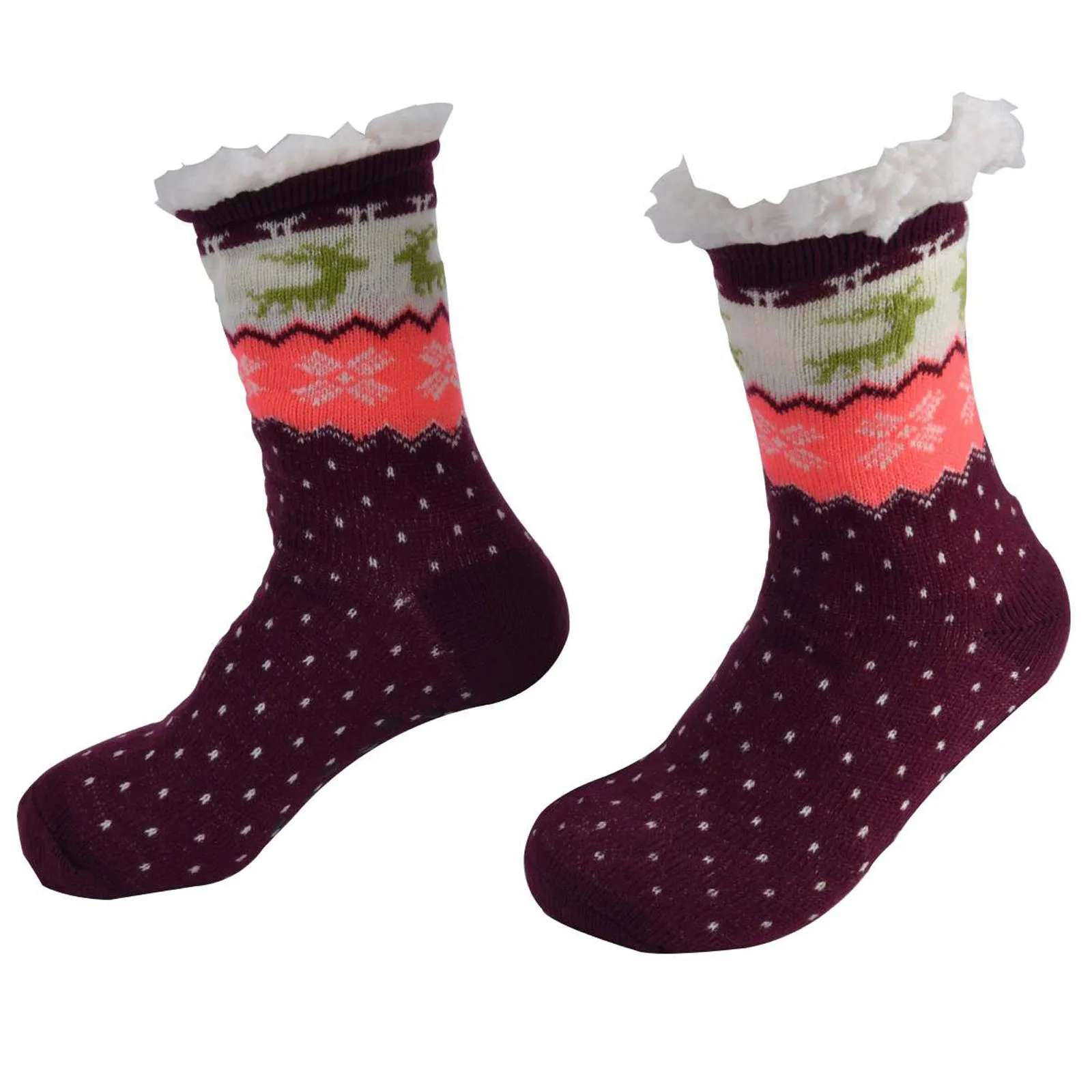 AMOS Ladies Warm Thick Fluffy Winter Christmas Novelty Slipper Socks 4-7 UK Xmas Gift