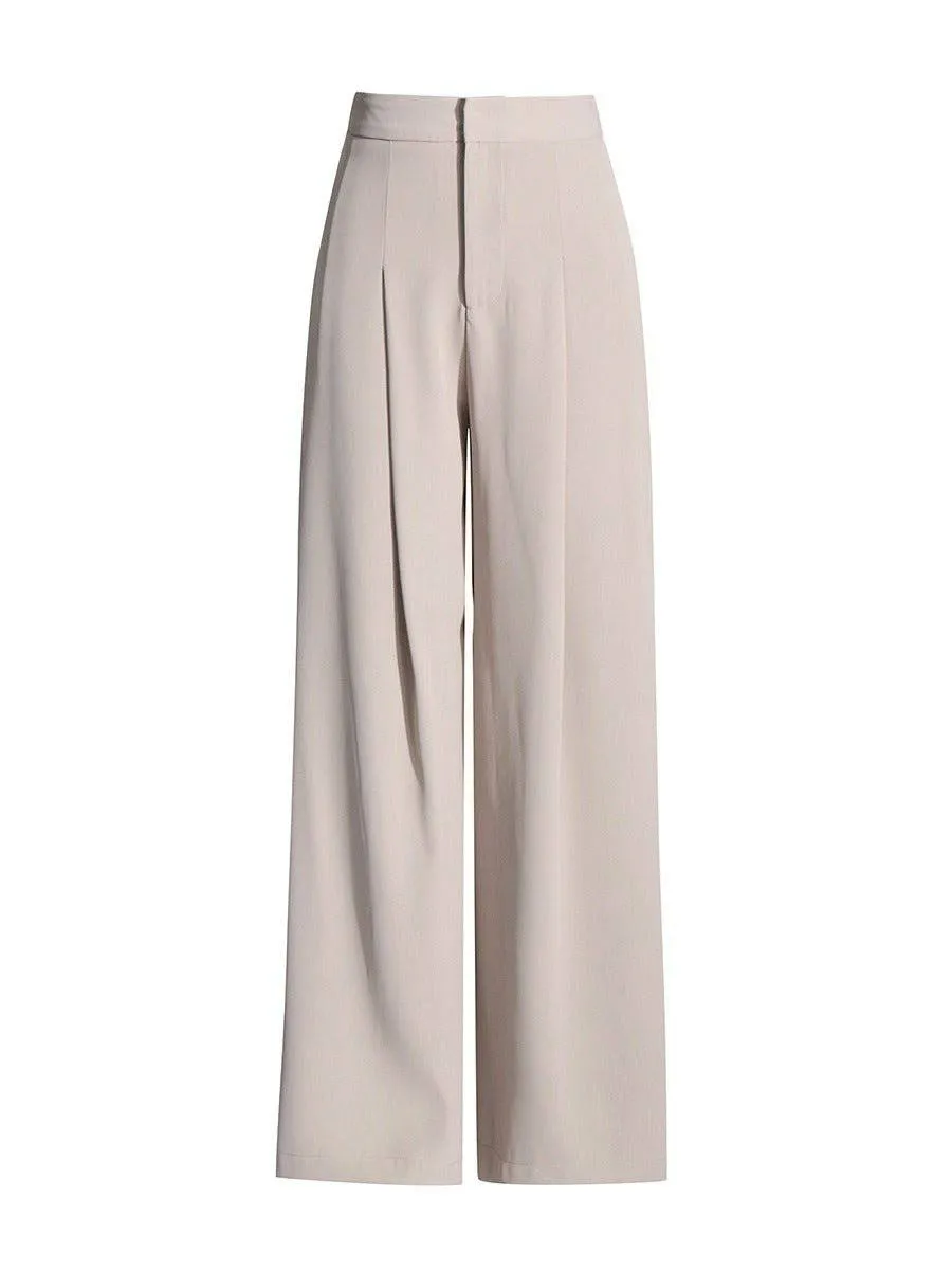 Anna V-neck blazer  high waisted pleated wide leg pants set