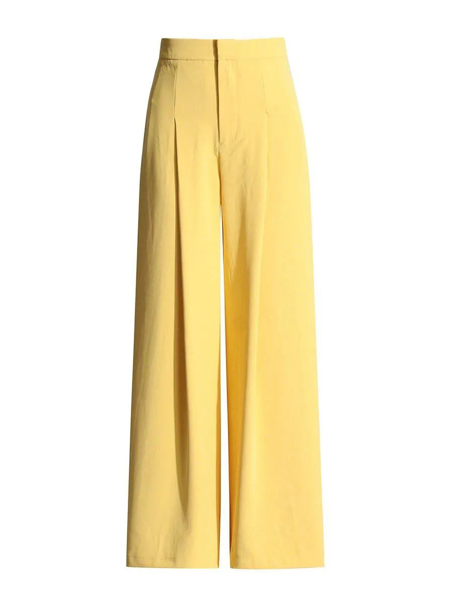 Anna V-neck blazer  high waisted pleated wide leg pants set