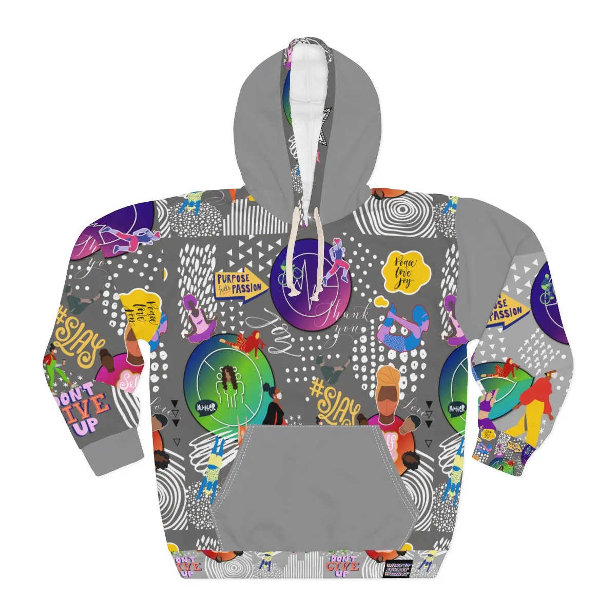 AOP Unisex Pullover Hoodie SLAY IN GREY