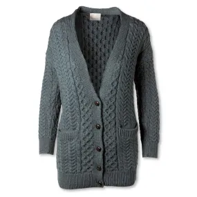 Aran Knit Boyfriend Cardigan- Charcoal Grey