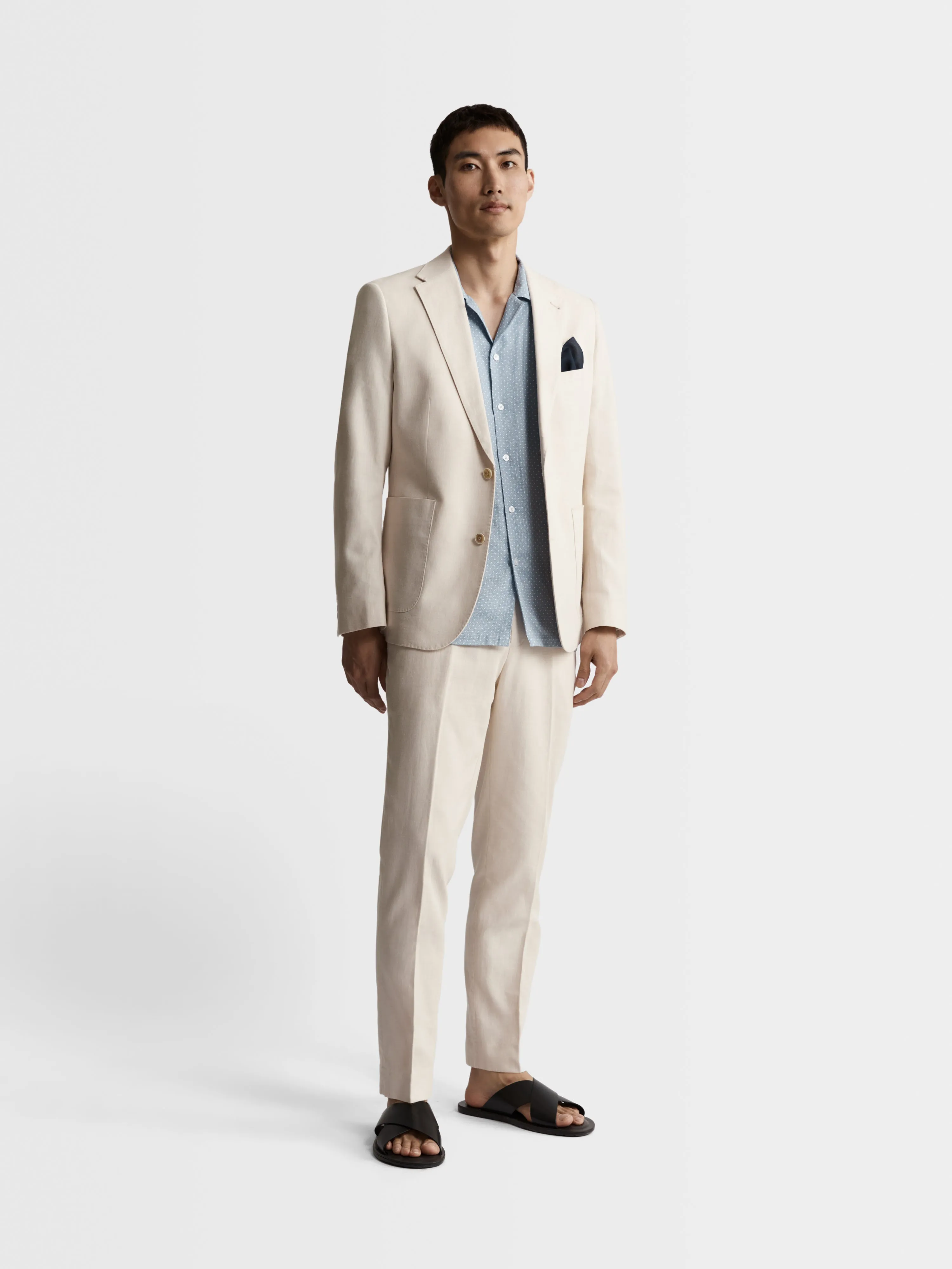 Archer Linen-Blend Slim Ecru Suit Jacket