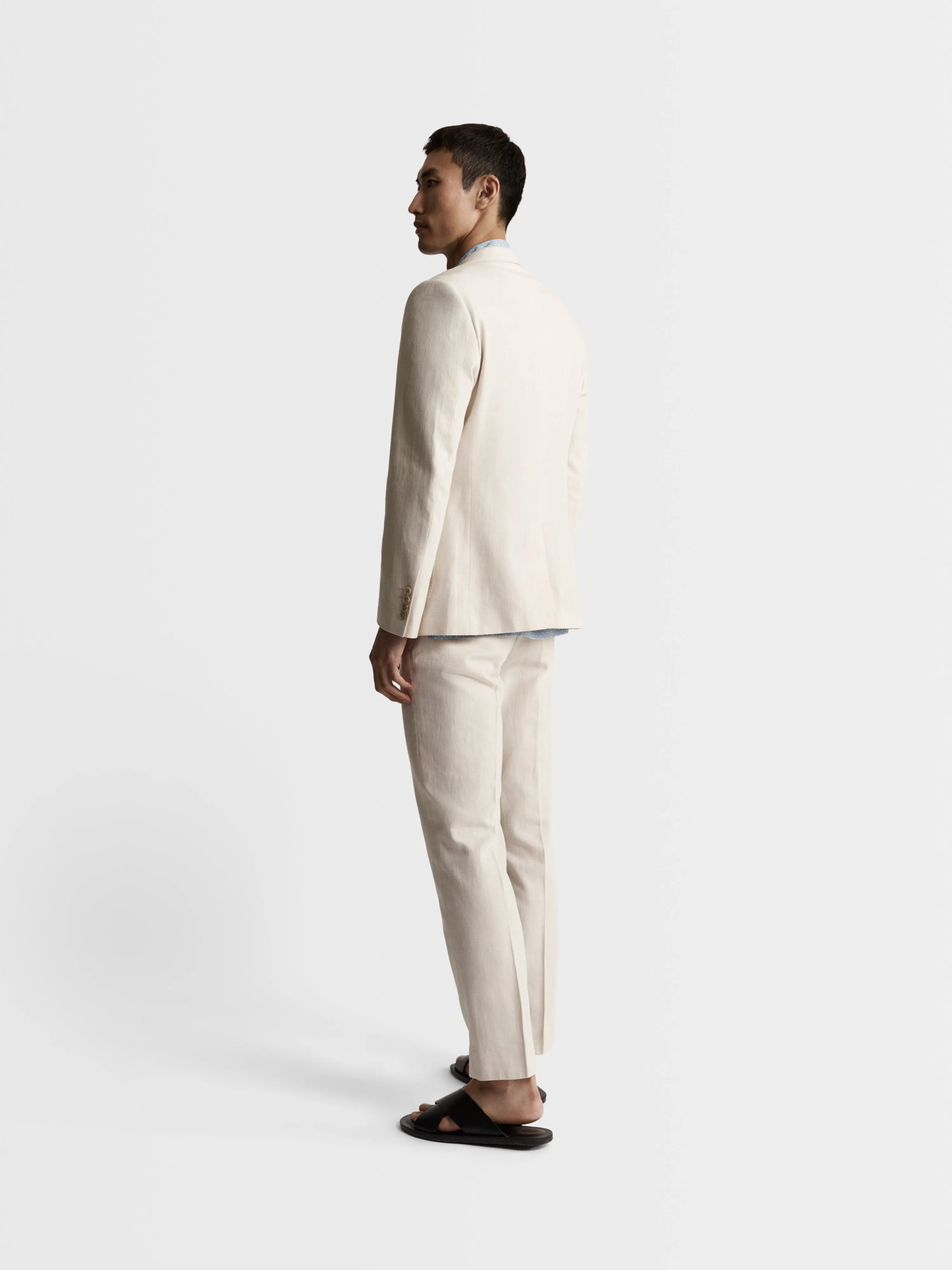 Archer Linen-Blend Slim Ecru Suit Jacket