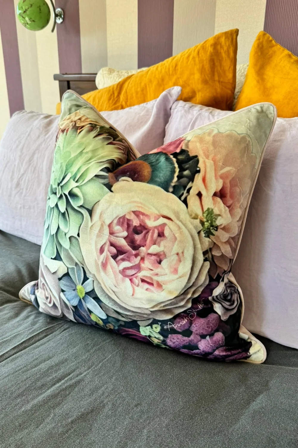 AS Velvet Cushion Cover - Peony Classic