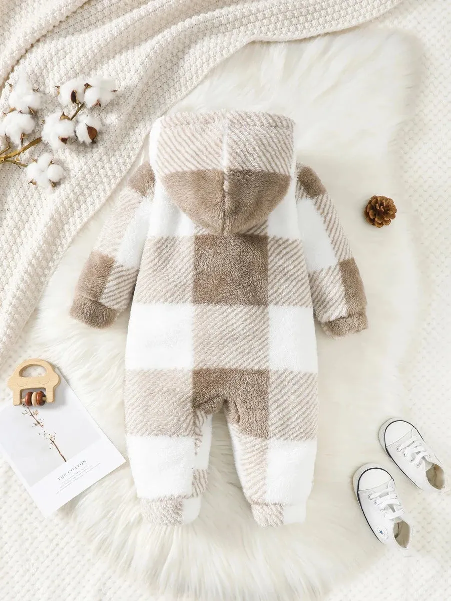 Baby Boys 3-24M Plush Plaid Winter Jumpsuit