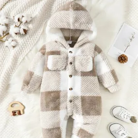 Baby Boys 3-24M Plush Plaid Winter Jumpsuit