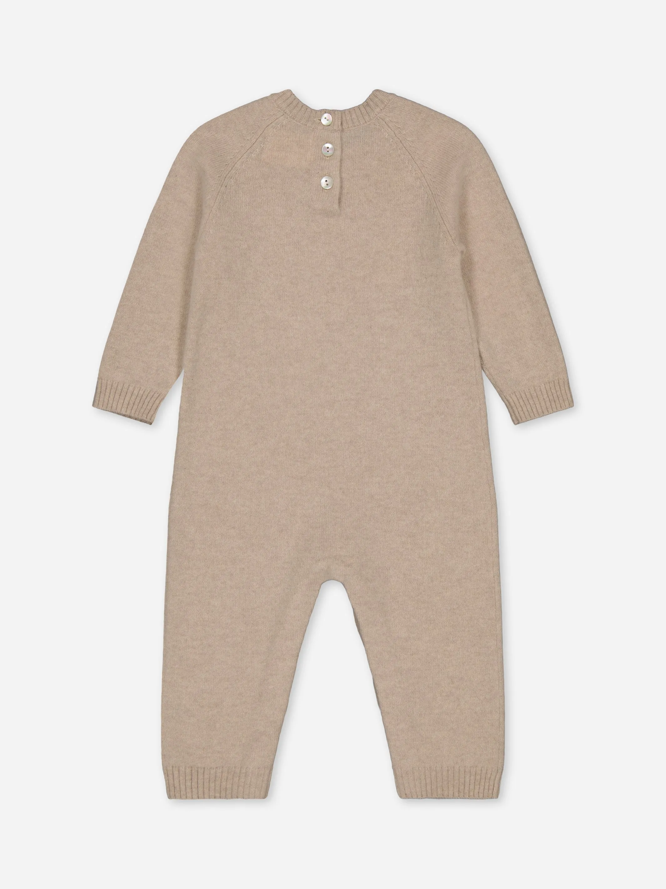 Baby's Embroidered Cashmere Jumpsuit Cat