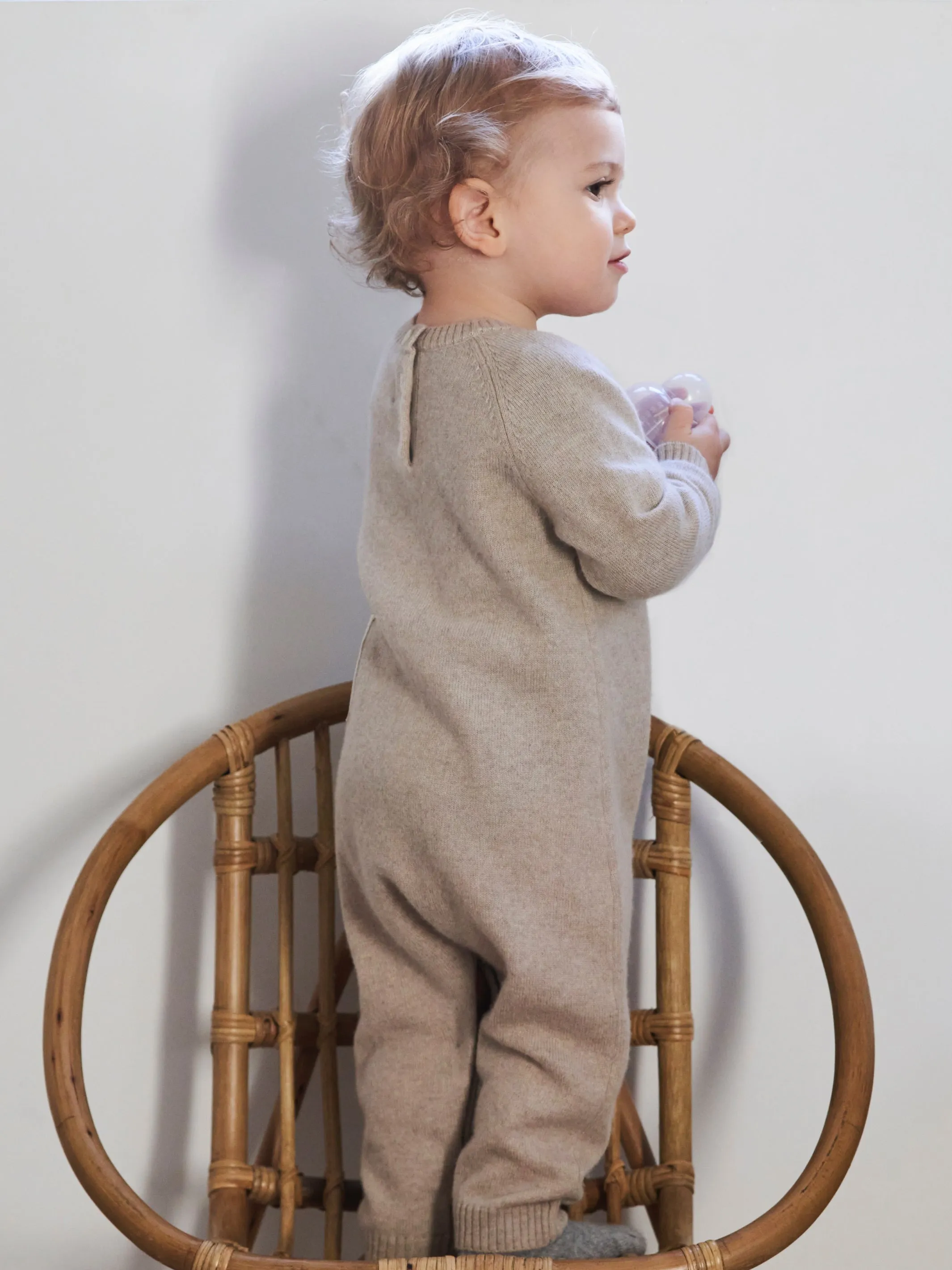 Baby's Embroidered Cashmere Jumpsuit Cat