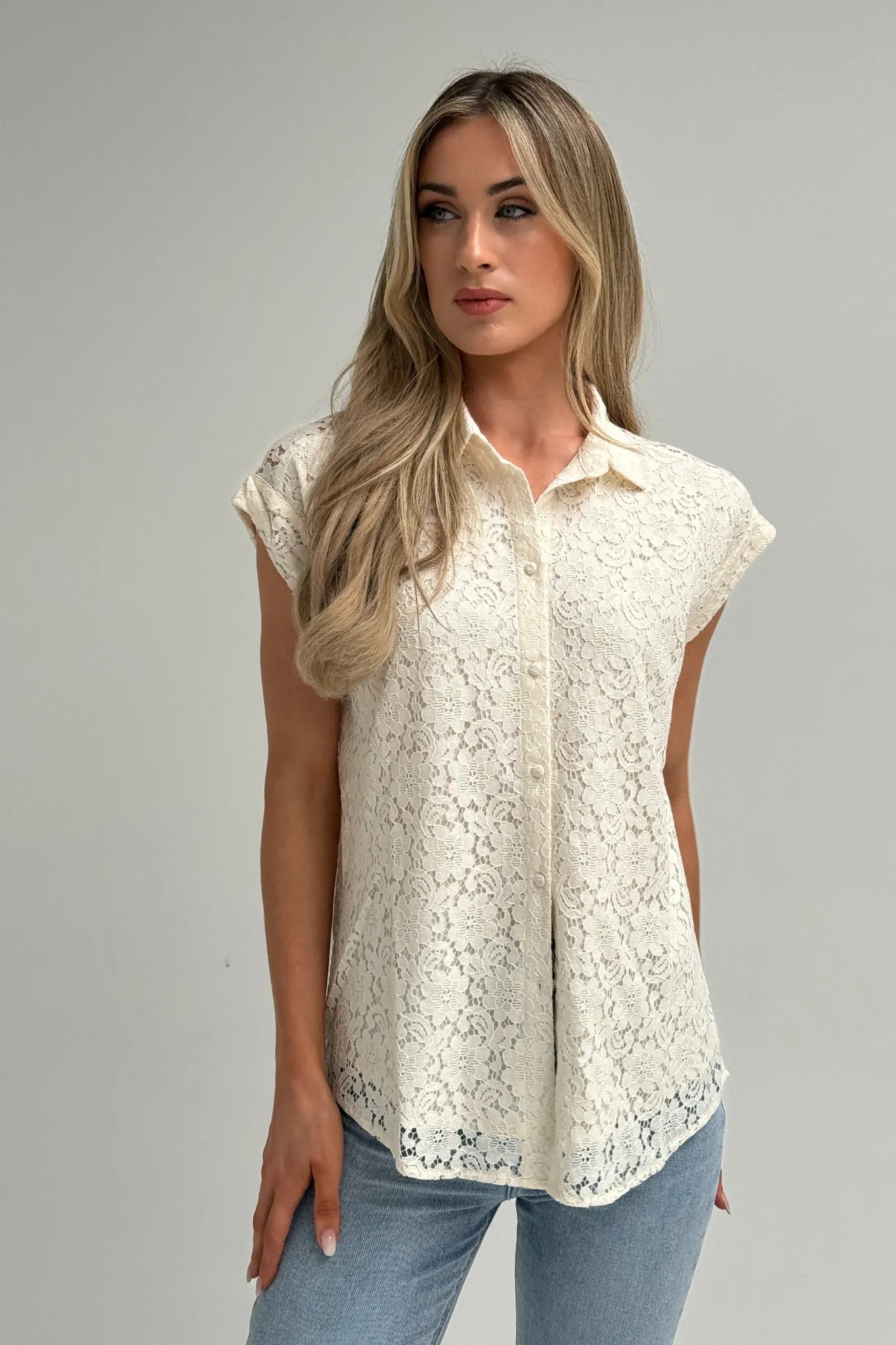 Becca Lace Shirt In Cream