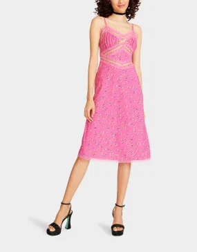 BETSEYS SLEEVELESS RIBBON DRESS PINK