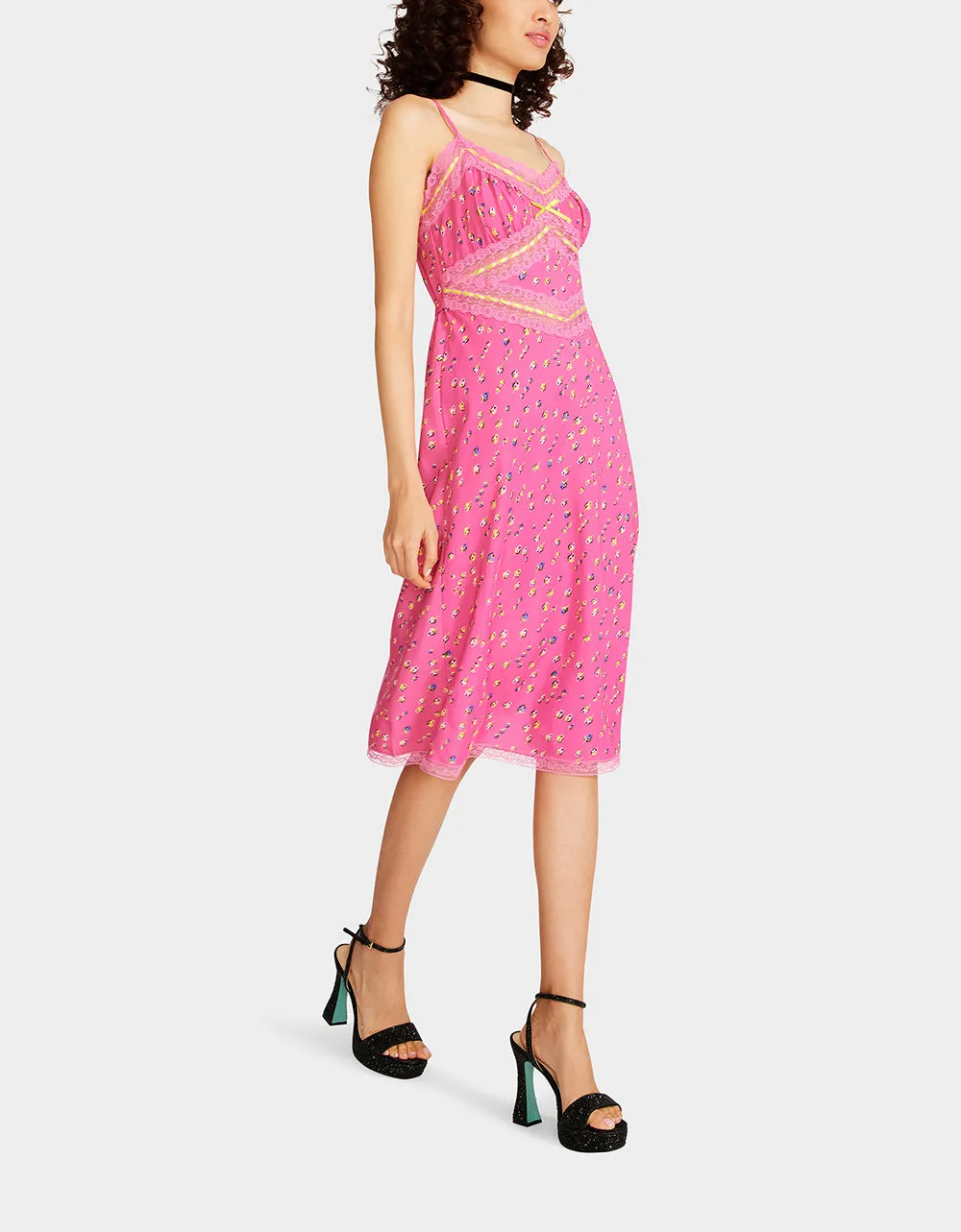 BETSEYS SLEEVELESS RIBBON DRESS PINK