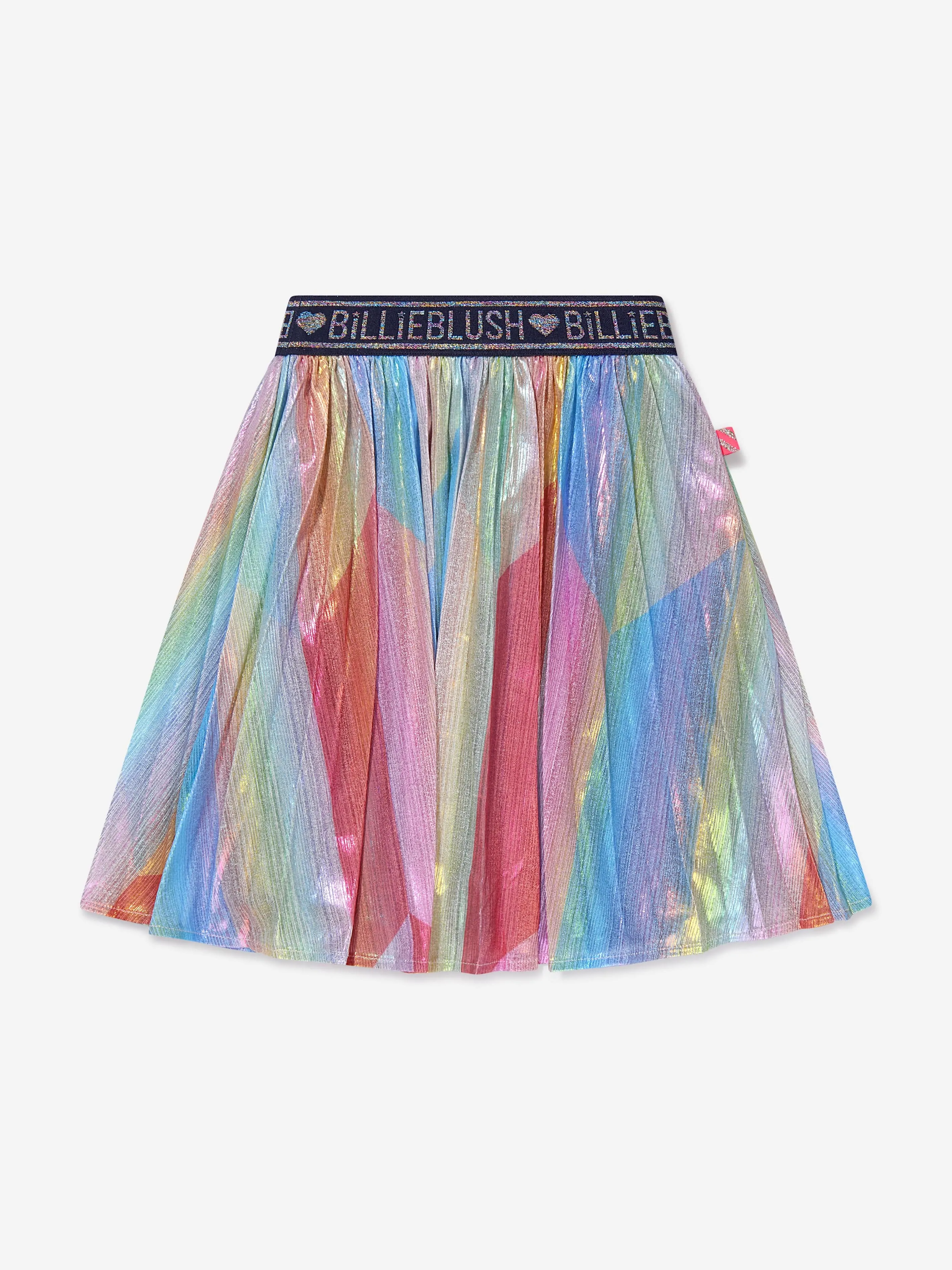 Billieblush Girls Metallic Rainbow Pleated Skirt