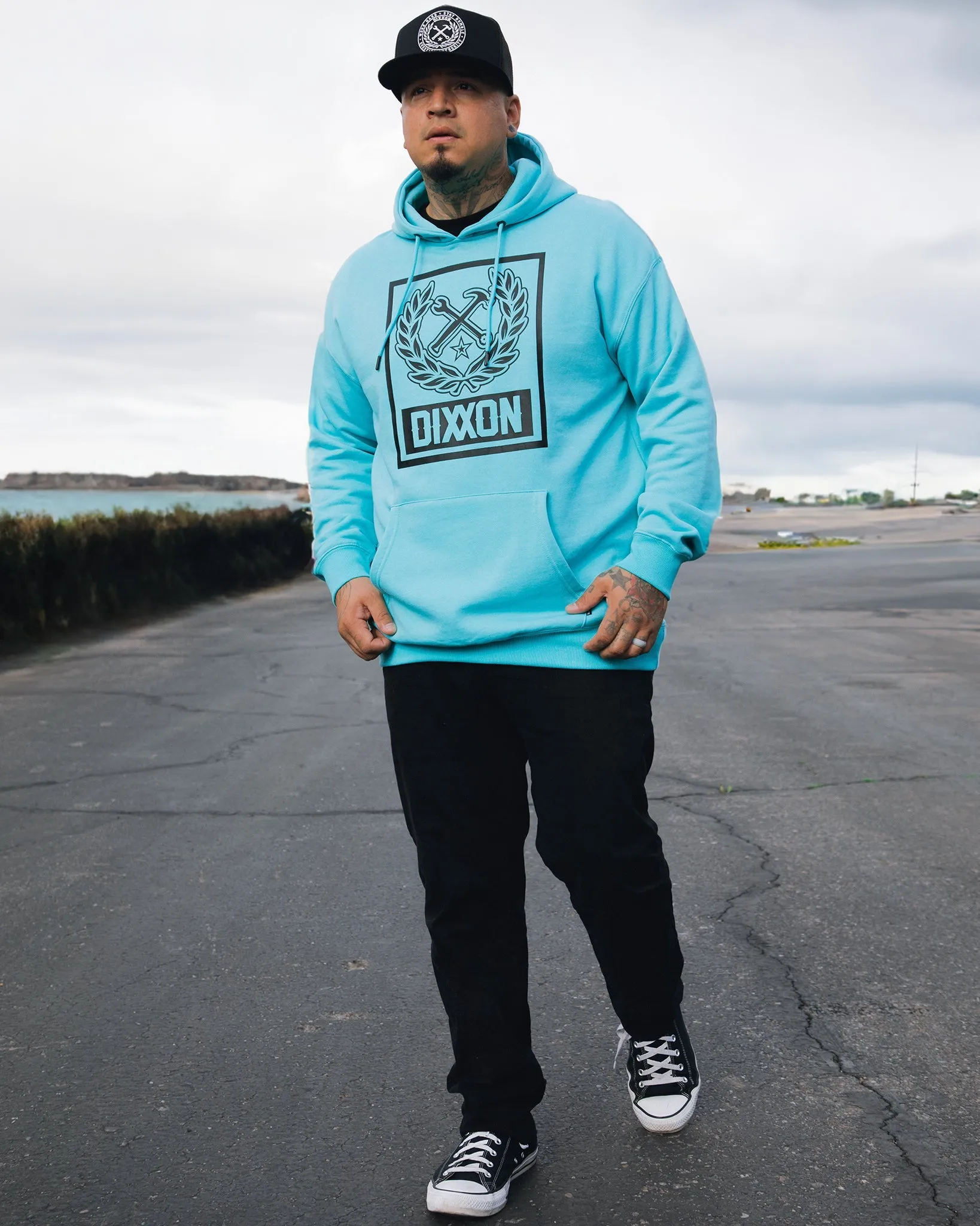 Black Box Crest Pullover Hoodie - Tiffany