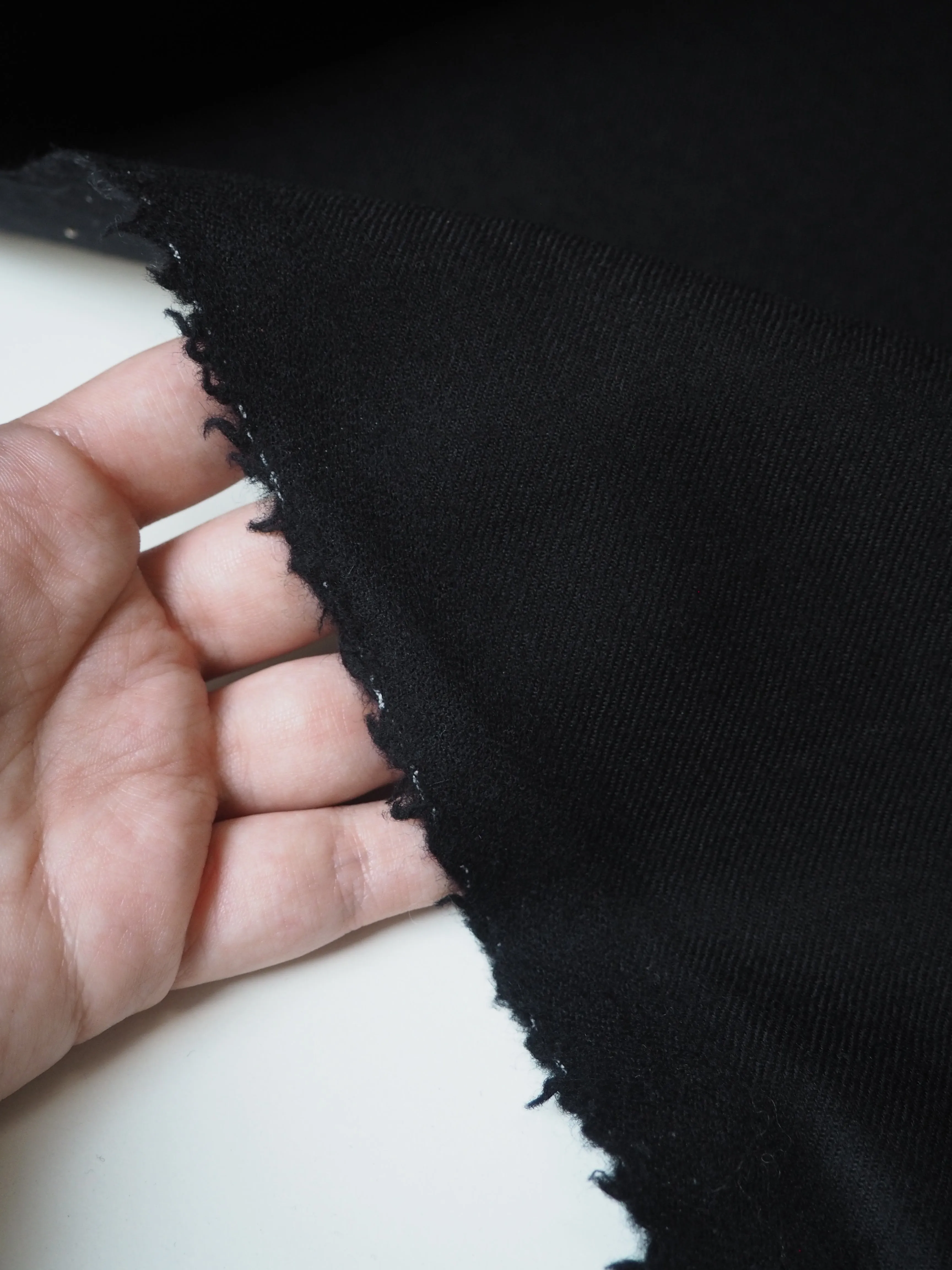 Black Cashmere Wool Twill