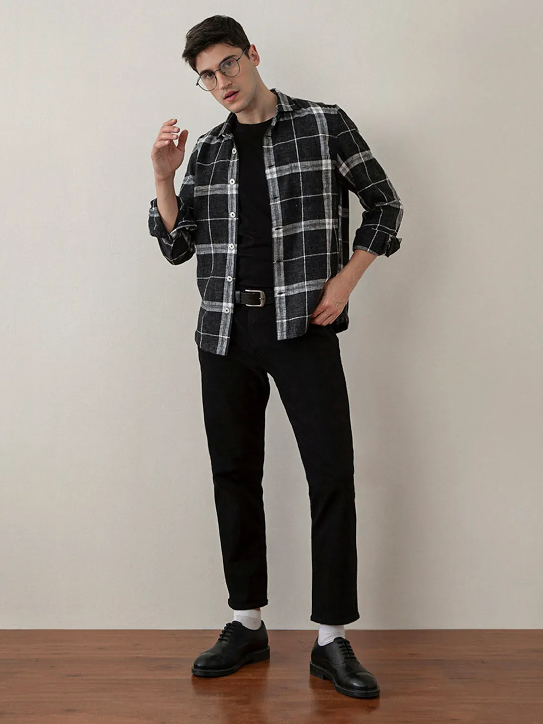 Black Checks Cotton Jacket