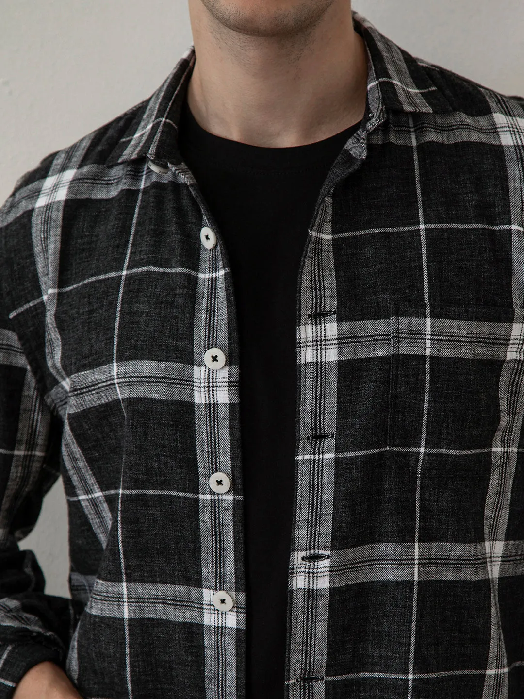 Black Checks Cotton Jacket