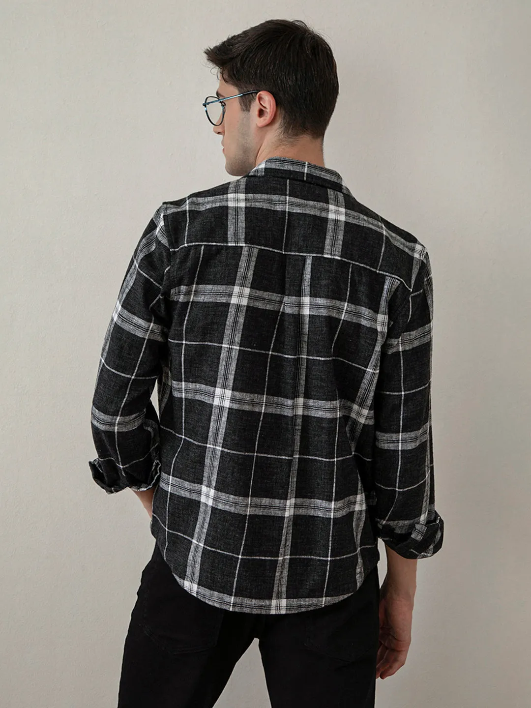 Black Checks Cotton Jacket