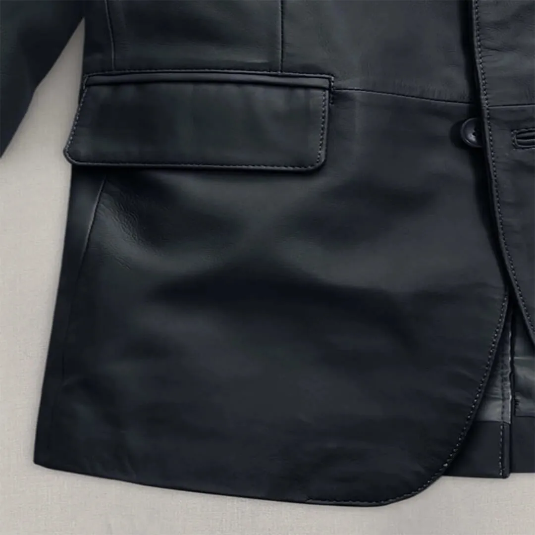 Black Lambskin Leather Blazer