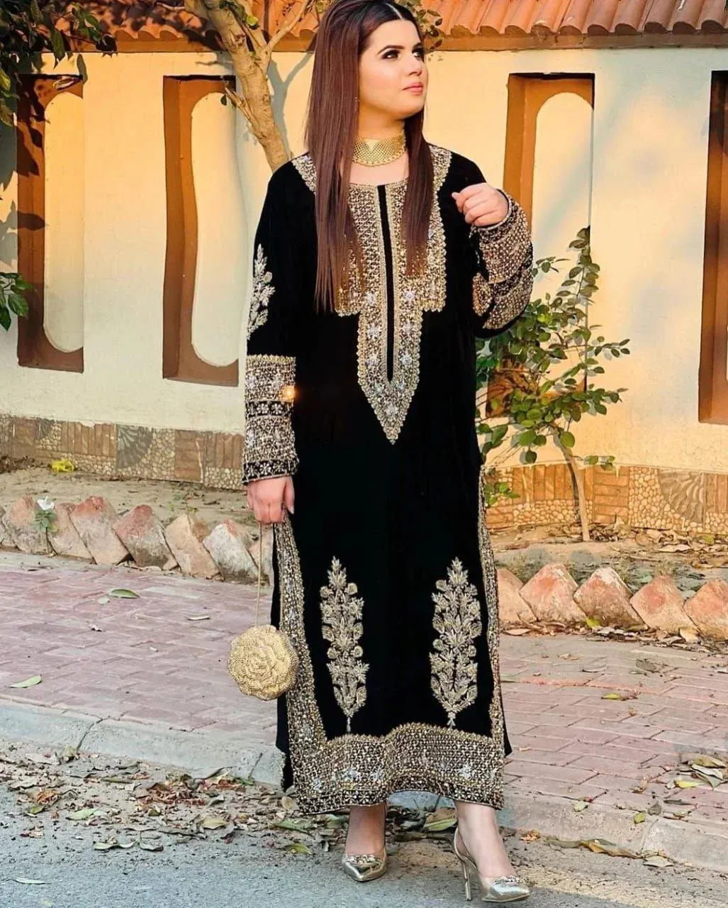 Black Velvet Sequence Embroidery Work Salwar Suit