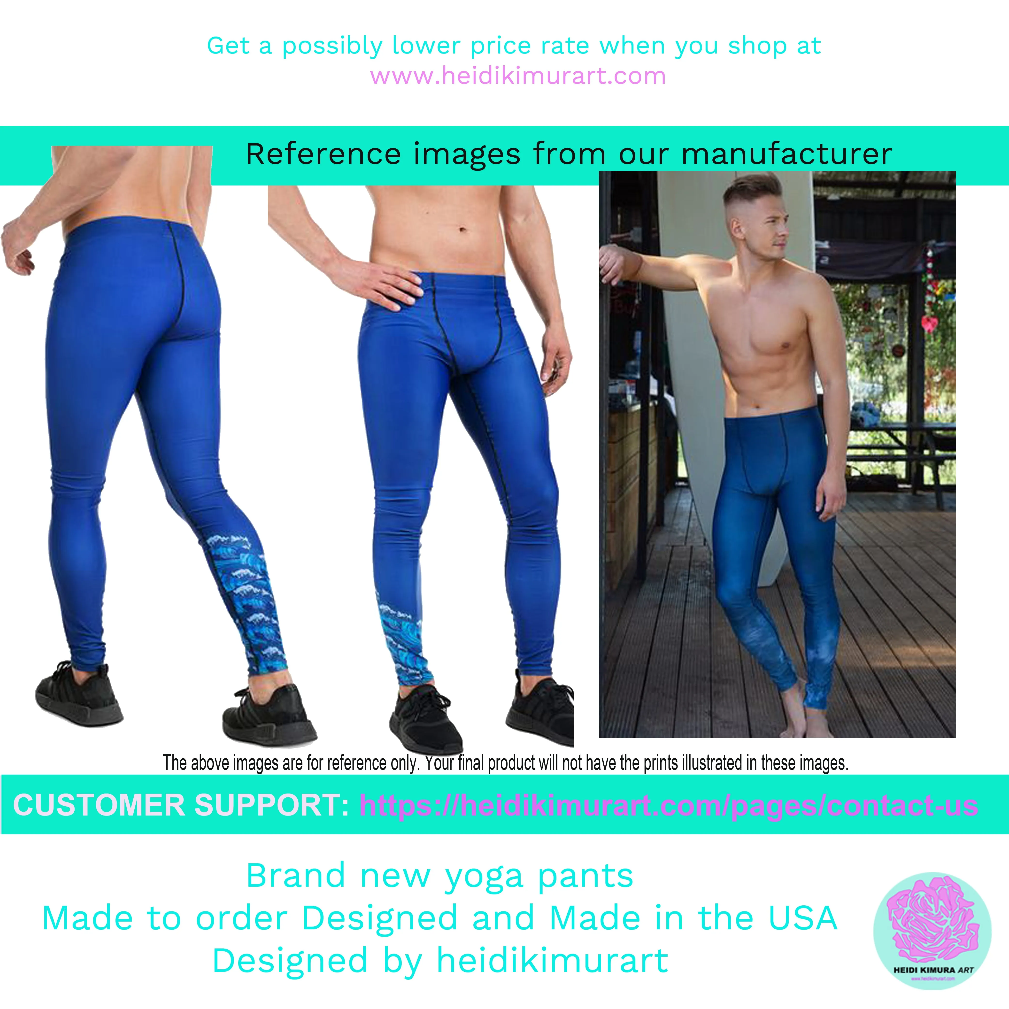 Blue French Bulldog Meggings, Cute Premium Men's Leggings Run Tights- Made in USA/EU