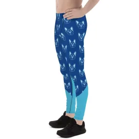 Blue French Bulldog Meggings, Cute Premium Men's Leggings Run Tights- Made in USA/EU