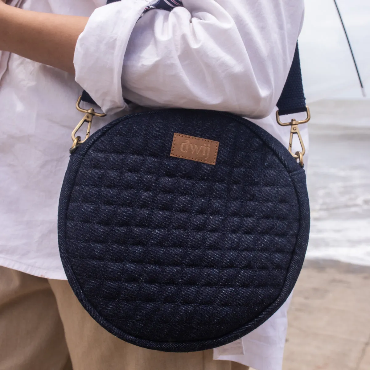 Blue - Upcycled Denim Circular Sling Bag