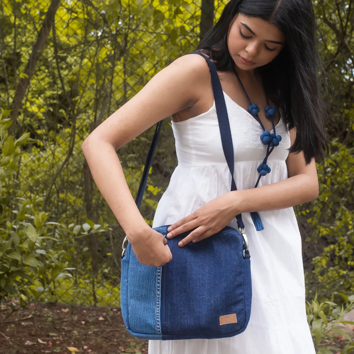 Blue - Upcycled Denim iPad Sling Bag