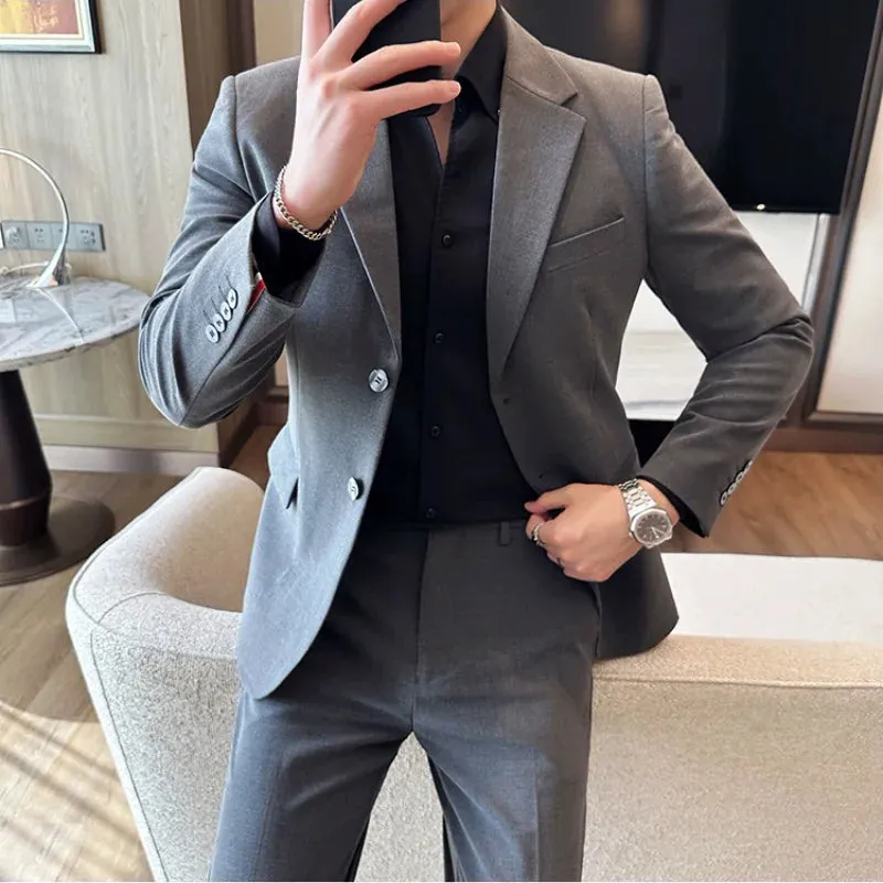 Bonsir 7XL-S (Blazer   Trousers) Fashion Slim Fit Men's Suit Italian Style Luxury Formal Business Social Wedding Tuxedos 2 Piece Set