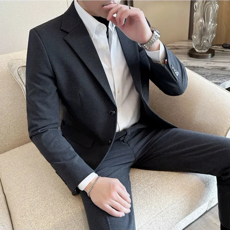 Bonsir 7XL-S (Blazer   Trousers) Fashion Slim Fit Men's Suit Italian Style Luxury Formal Business Social Wedding Tuxedos 2 Piece Set