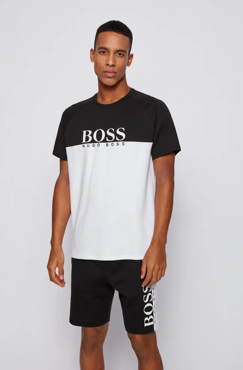 BOSS Jacquard T Shirt in Black & White