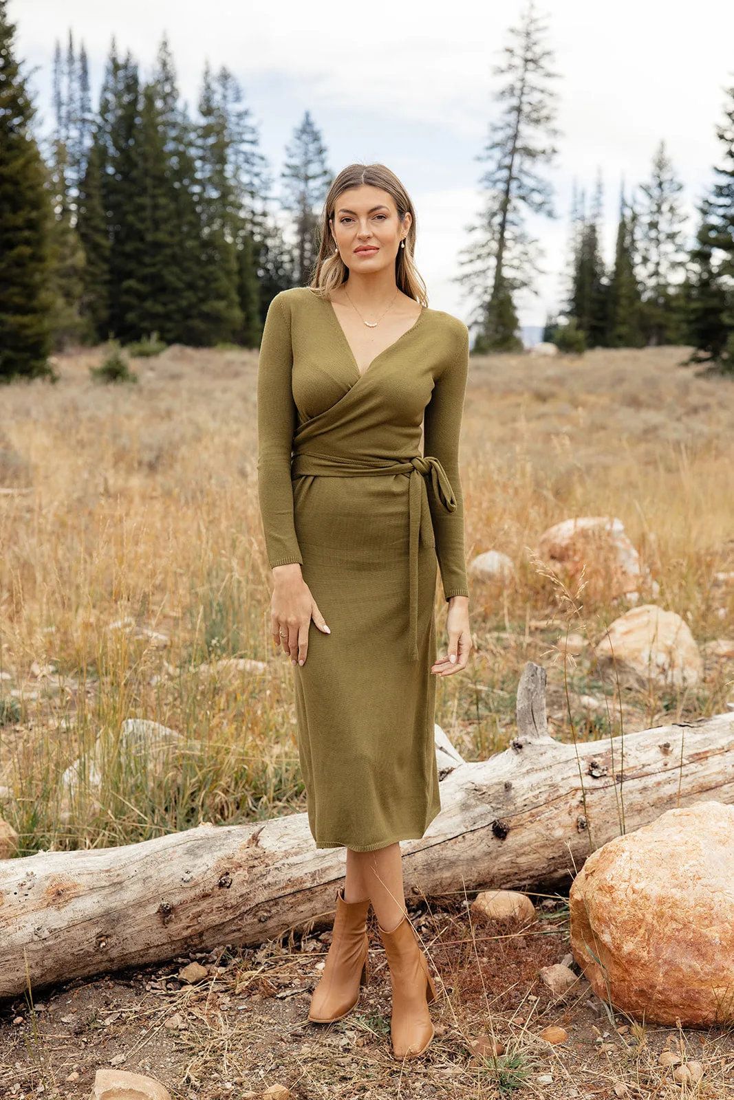 Brandi Wrap Sweater Dress